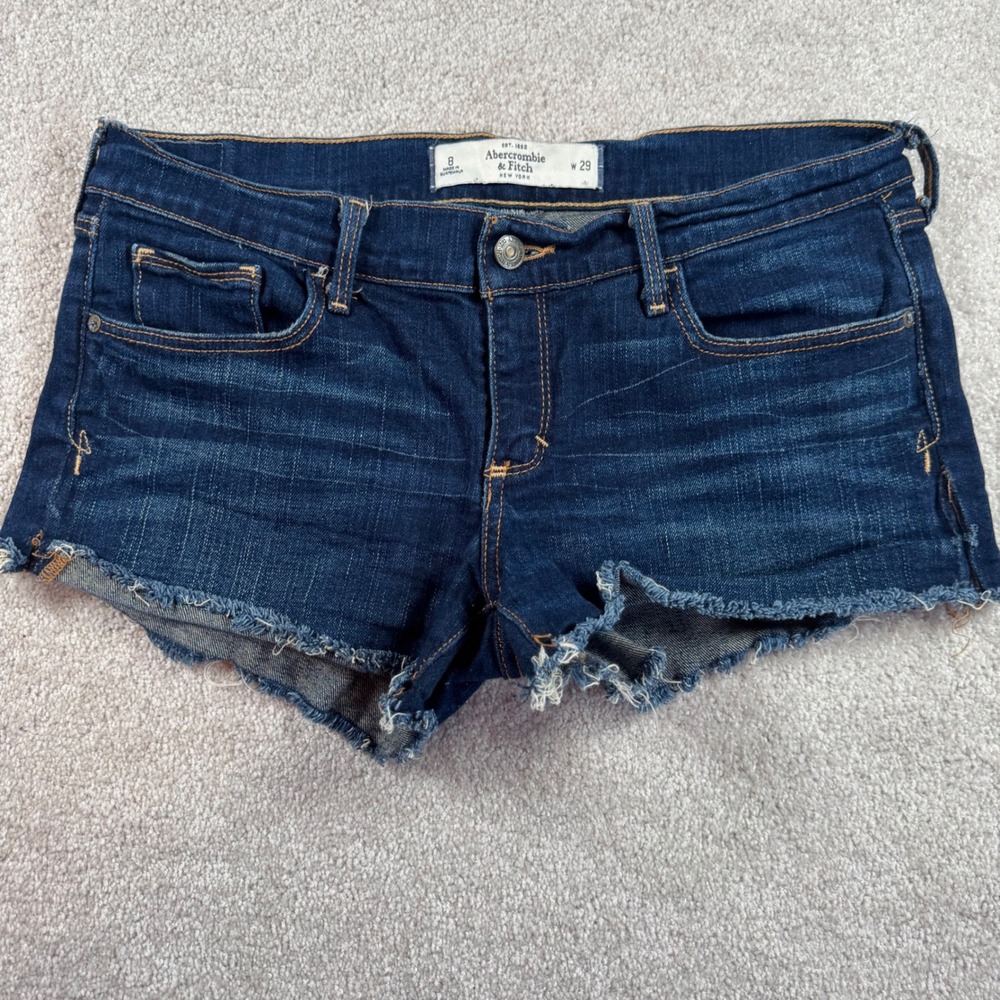 Abercrombie Fitch Perfect Stretch Cut Off Denim Shorts Dark Wash Women 8